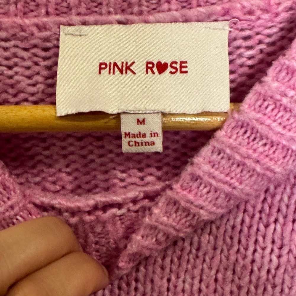 Pink arose Crew Neck Oversize Pink Knit Sweater Size M - Picture 5 of 5